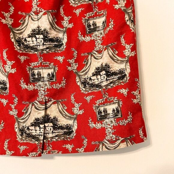 Talbots Red Tan Toile 100% Cotton Pencil Skirt Size 8 - Picture 7 of 7